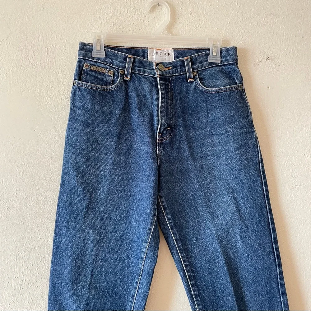 Vintage Oscar de la Renta mom jeans size 28 high waisted medium wash 90s rigid - Picture 6 of 11